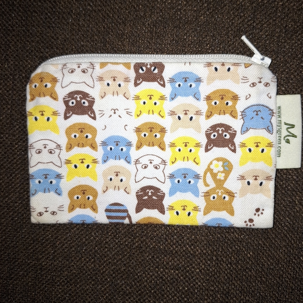 Cute Small Handmade Colourful Cat Pouch